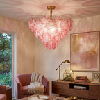 Pink Swirl Glass Disc Chandelier