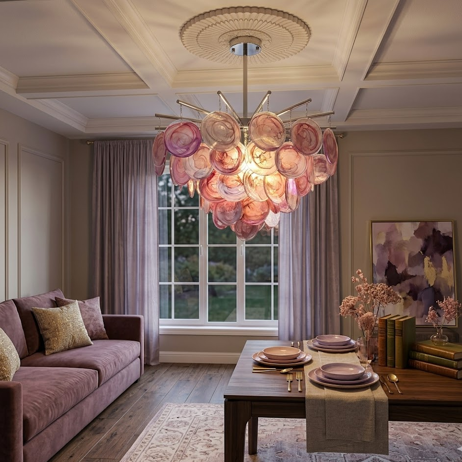 Murano Art Glass Disc Chandelier
