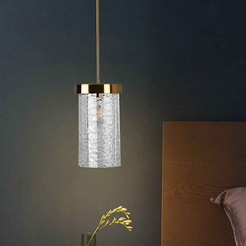 Textured Glass Cylinder Pendant Light