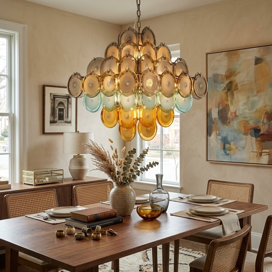 Ombre Glass Disc Chandelier