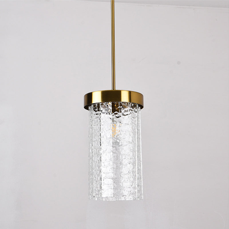 Textured Glass Cylinder Pendant Light