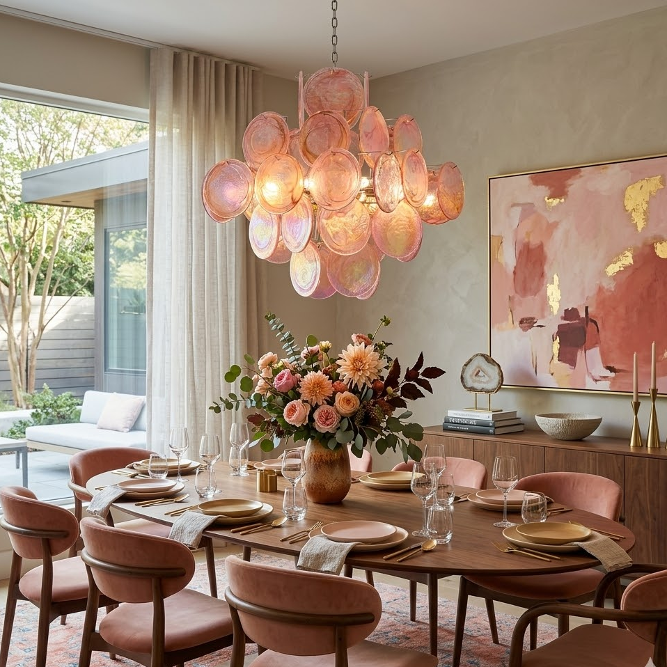 Aura Pink Disc Chandelier