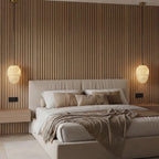 Modern Acorn Alabaster Pendant Light in Master Bedroom Setting