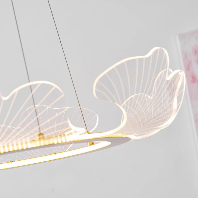 Modern Ginkgo Leaf Acrylic Chandelier Studio Display