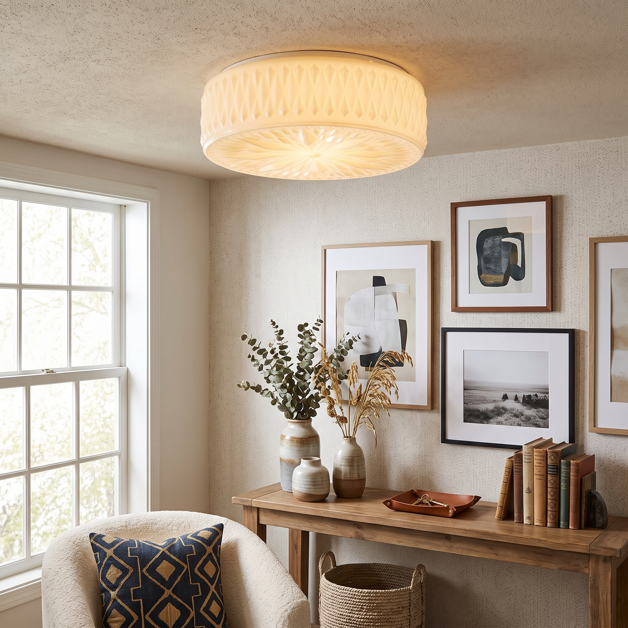 Adler Textured Glass Flush Mount