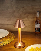 Rose Gold Cordless Touch Table Lamp in Contemporary Dining Space