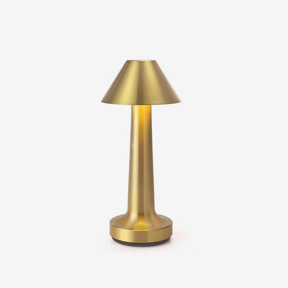 Classic Brass Portable Cordless Touch Table Lamp on Pure White Background