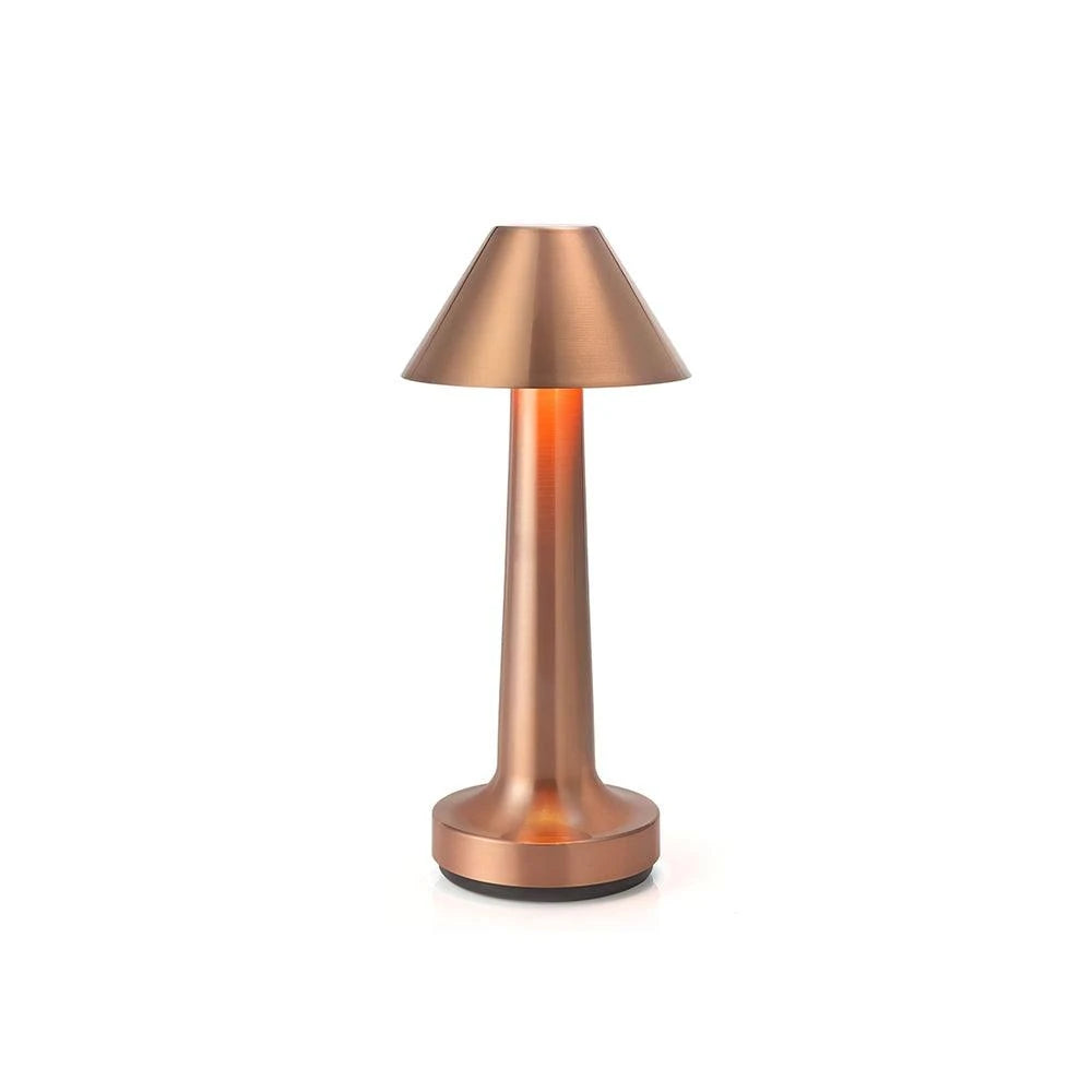 Rose Gold Portable Cordless Touch Table Lamp on Pure White Background
