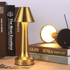 Modern Brass Cordless Touch Table Lamp in Elegant Study Room Setting