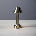 Gunmetal Grey Portable Cordless Touch Table Lamp on Pure White Background