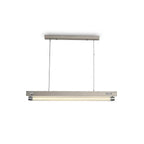 Modern Wood and Metal Linear Pendant Light with Brushed Canopy on Pure White Background