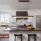 Modern Wood Linear Pendant Light Over Kitchen Island