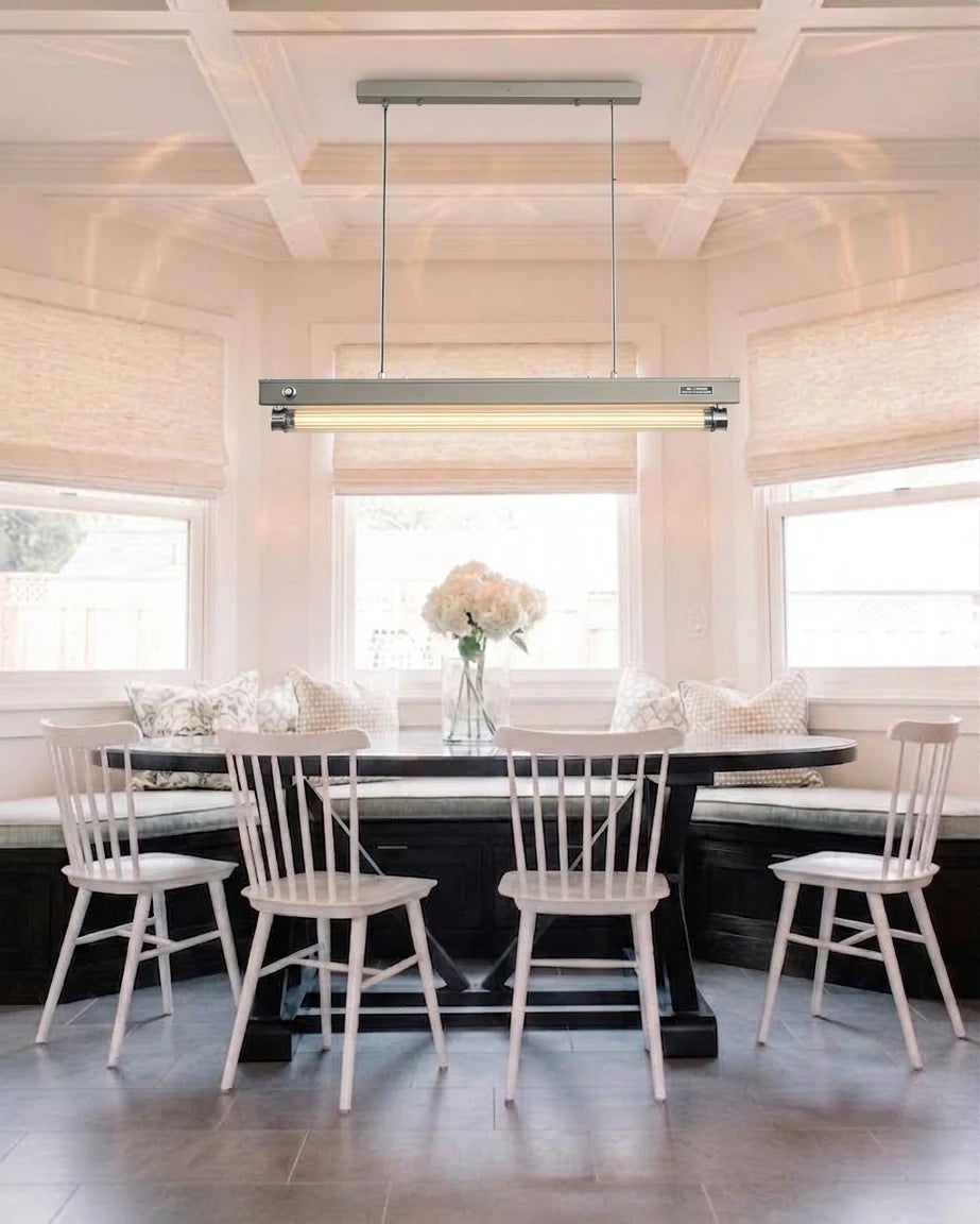 Modern Linear Pendant Light Over Large Dining Table