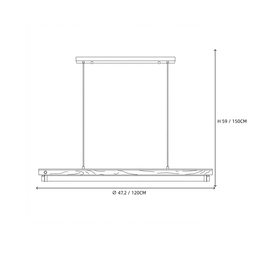 Modern Linear Pendant Light Style B Line Art Dimension Diagram
