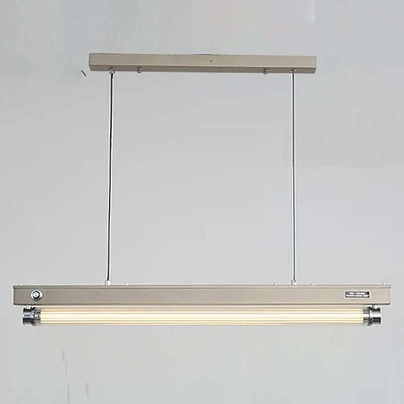 Illuminated Modern Silver Linear Pendant Light Studio Shot