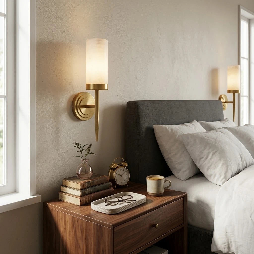 Aethel Alabaster Torch Wall Sconce
