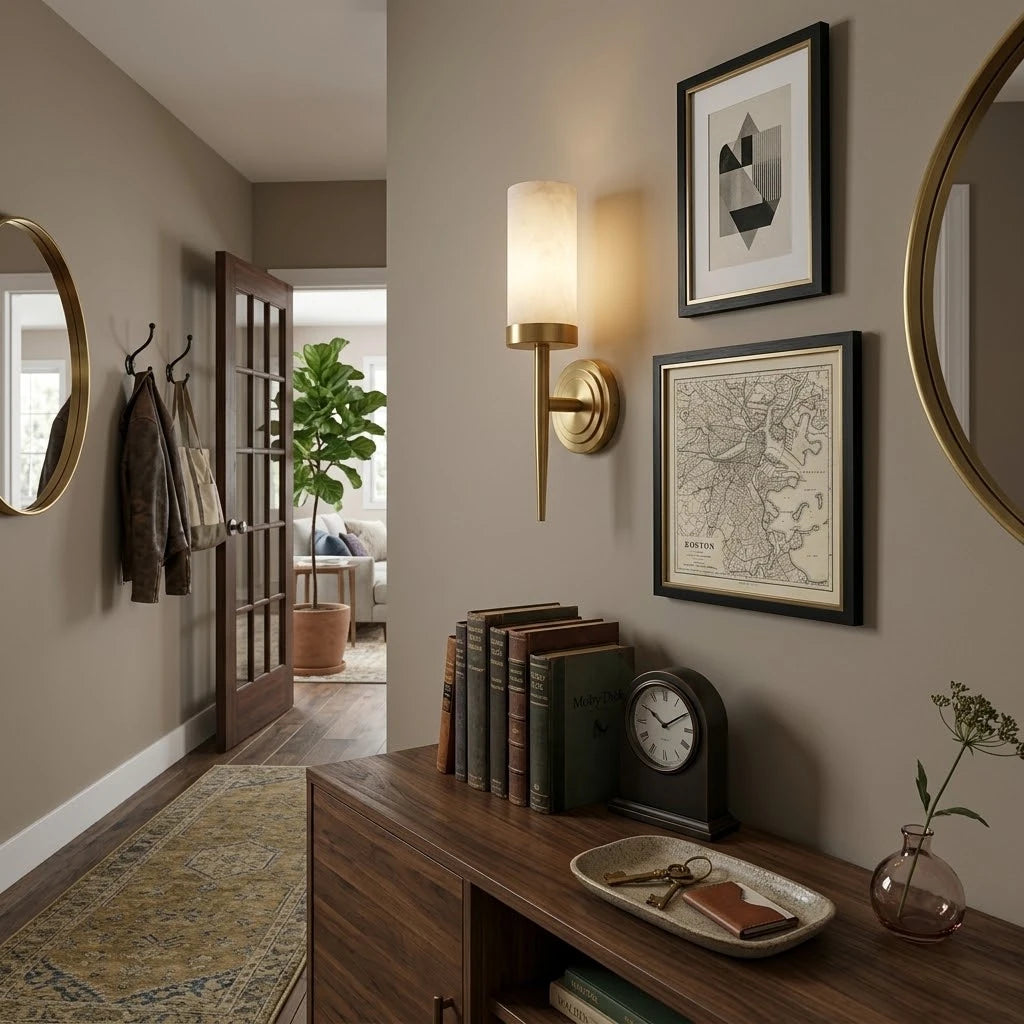 Aethel Alabaster Torch Wall Sconce
