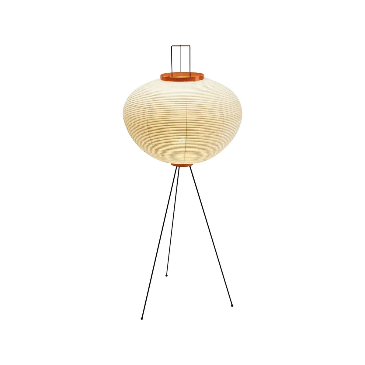 Akari 10A 14A Paper Floor Lamp isolated on white, noguchi style rice paper lantern tripod floor light
