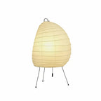Modern Nordic Retro Paper Lantern Style Metal Tripod Table Lamp on Pure White Background