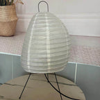 Side View of Unlit Modern Paper Lantern Table Lamp Studio Shot