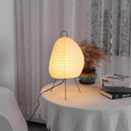Illuminated Modern Paper Lantern Table Lamp on Round Table