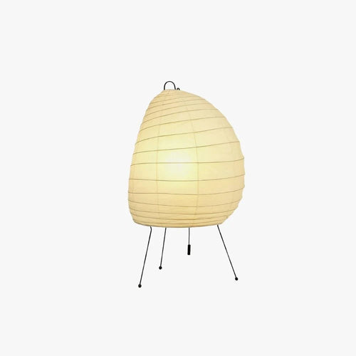 Front View of Illuminated Modern Paper Lantern Table Lamp Studio Display