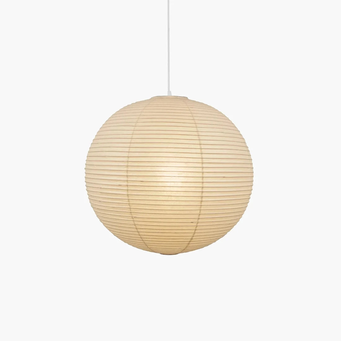 Front View of Modern Japanese Paper Lantern Pendant Light Studio Shot