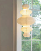 Wabi Sabi Multi Tiered Silk Pendant Light Hanging Near Window