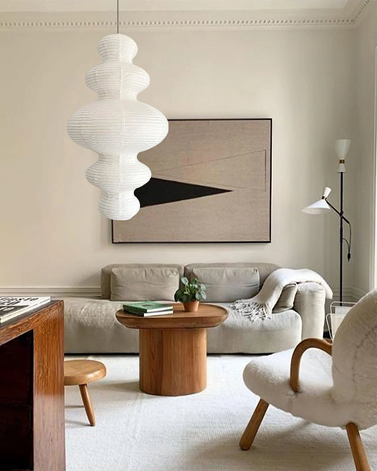 Wabi Sabi Silk Pendant Light Illuminating Minimalist Living Room