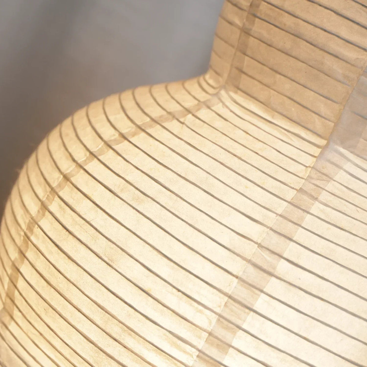 Macro close up triple gourd paper shade ribbed texture Akari 25N lamp