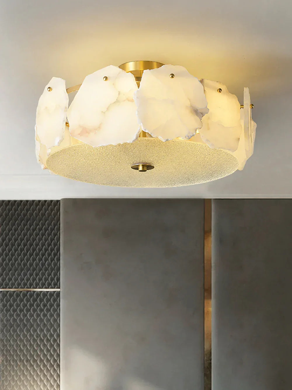Alabaster Artze Brass Ceiling Light