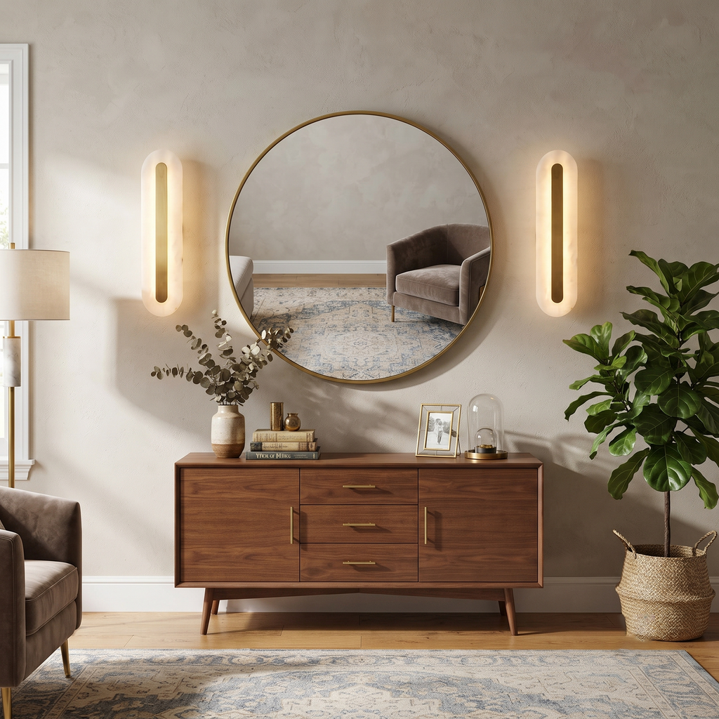 Alabaster Brass Linear Sconce