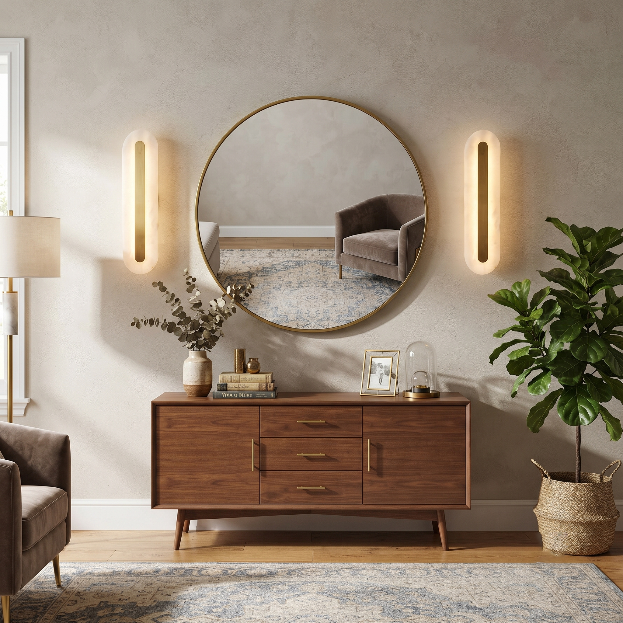 Alabaster Brass Linear Sconce