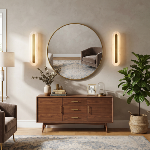 Alabaster Brass Linear Sconce