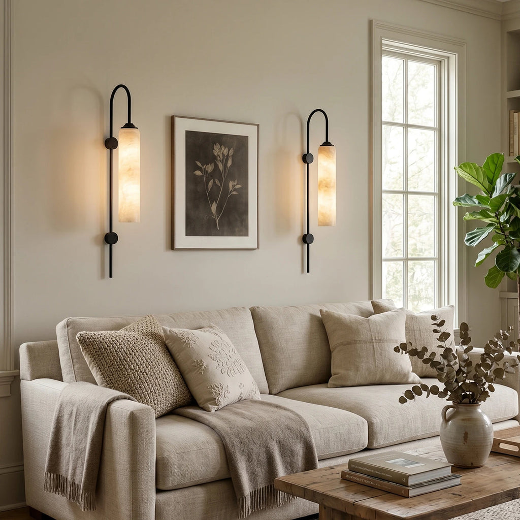 Alabaster Cylinder Tube Wall Sconce