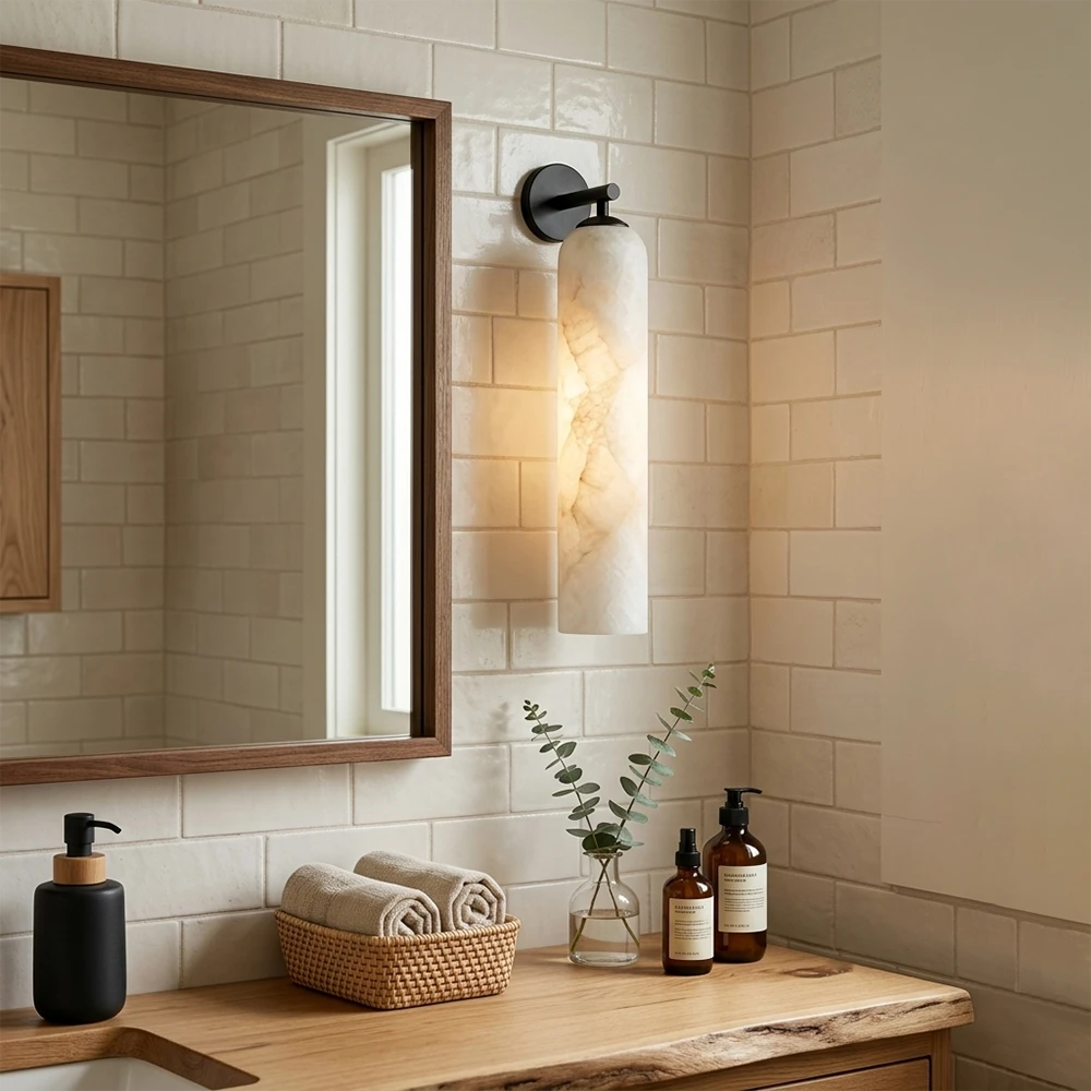 Alabaster Cylinder Tube Wall Sconce