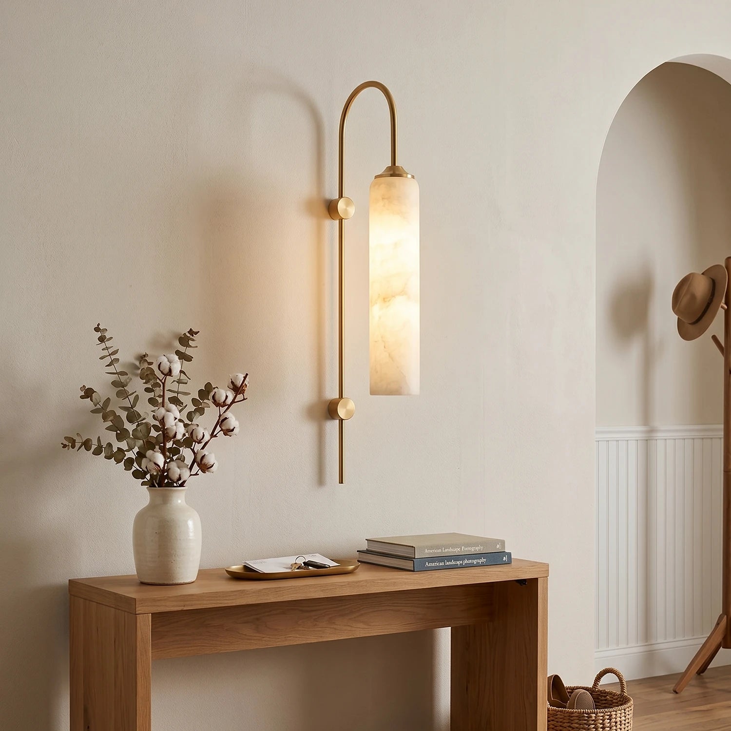 Alabaster Cylinder Tube Wall Sconce