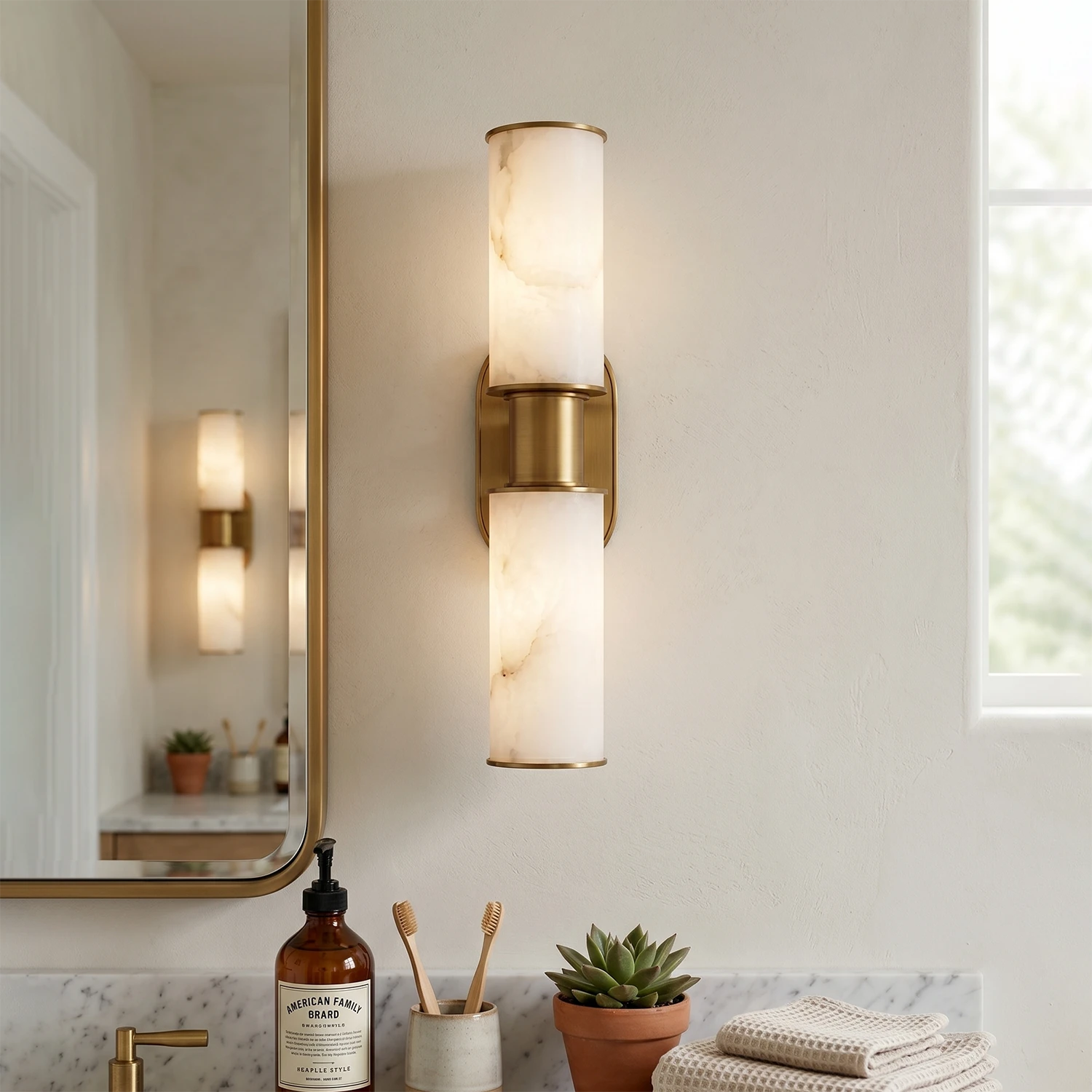 Alabaster Dualis Cylindrical Wall Sconce