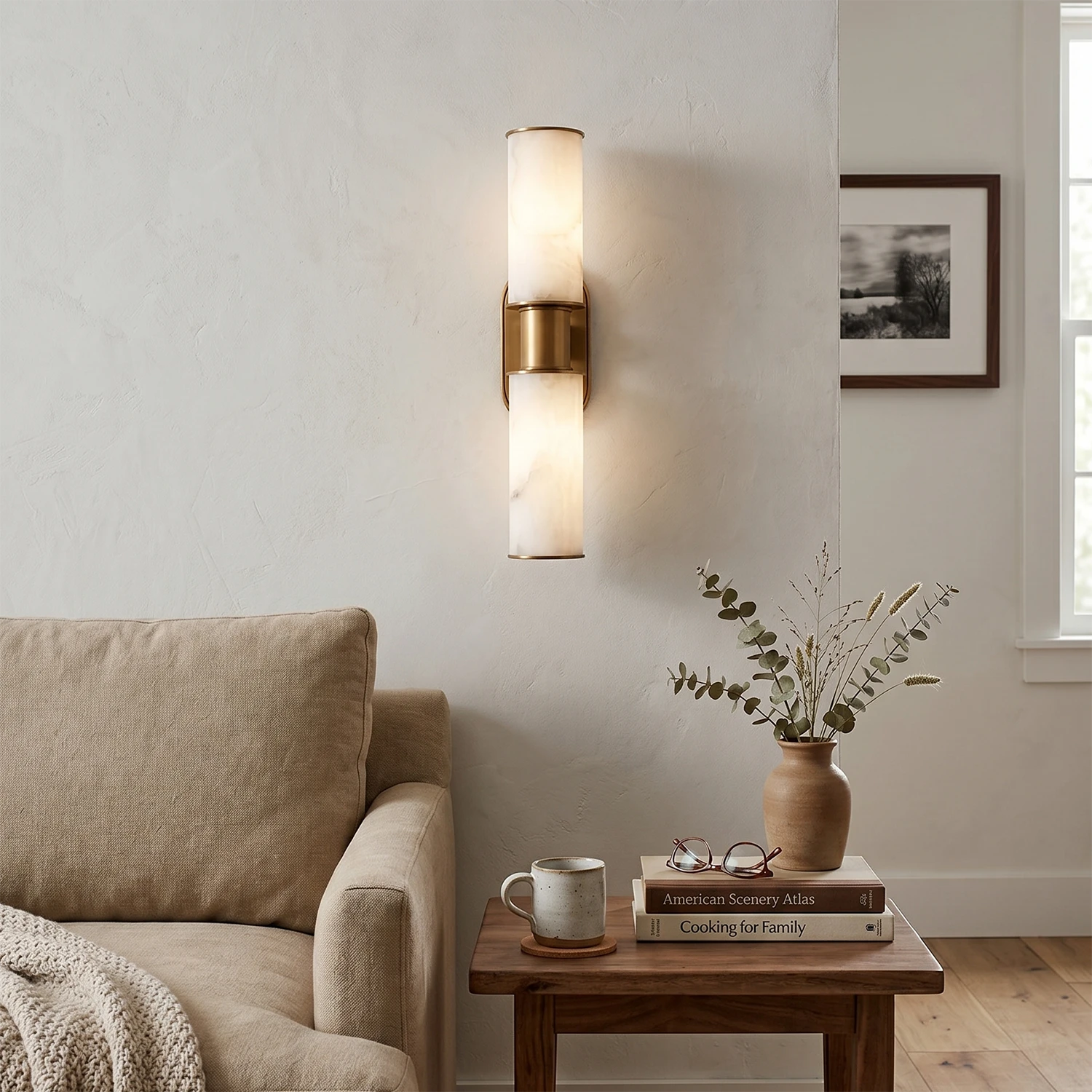 Alabaster Dualis Cylindrical Wall Sconce