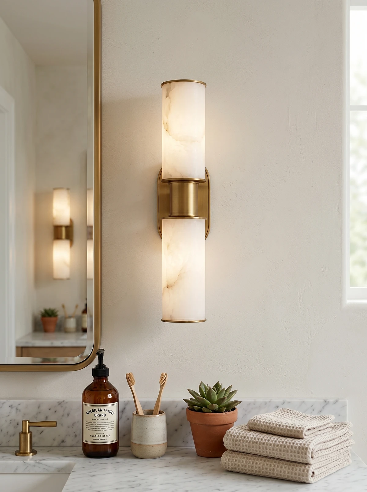 Alabaster Dualis Cylindrical Wall Sconce