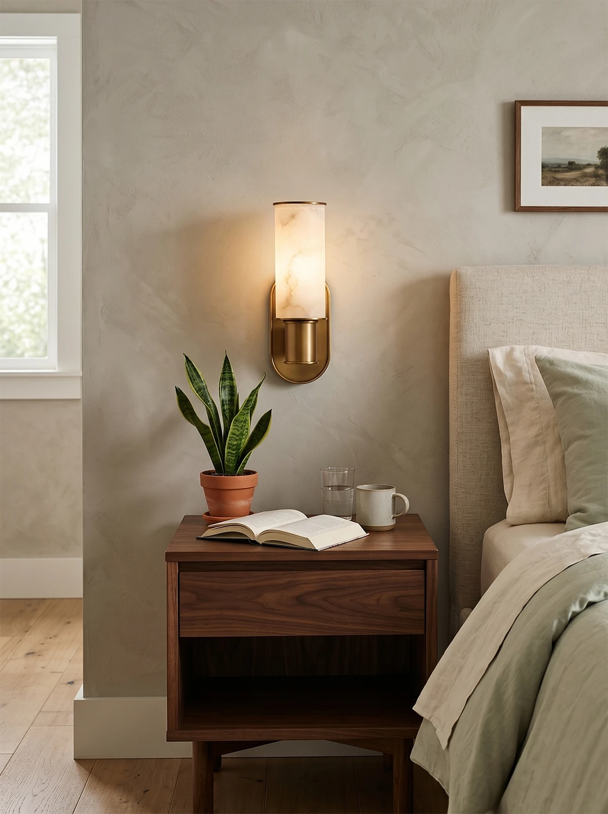 Alabaster Dualis Cylindrical Wall Sconce