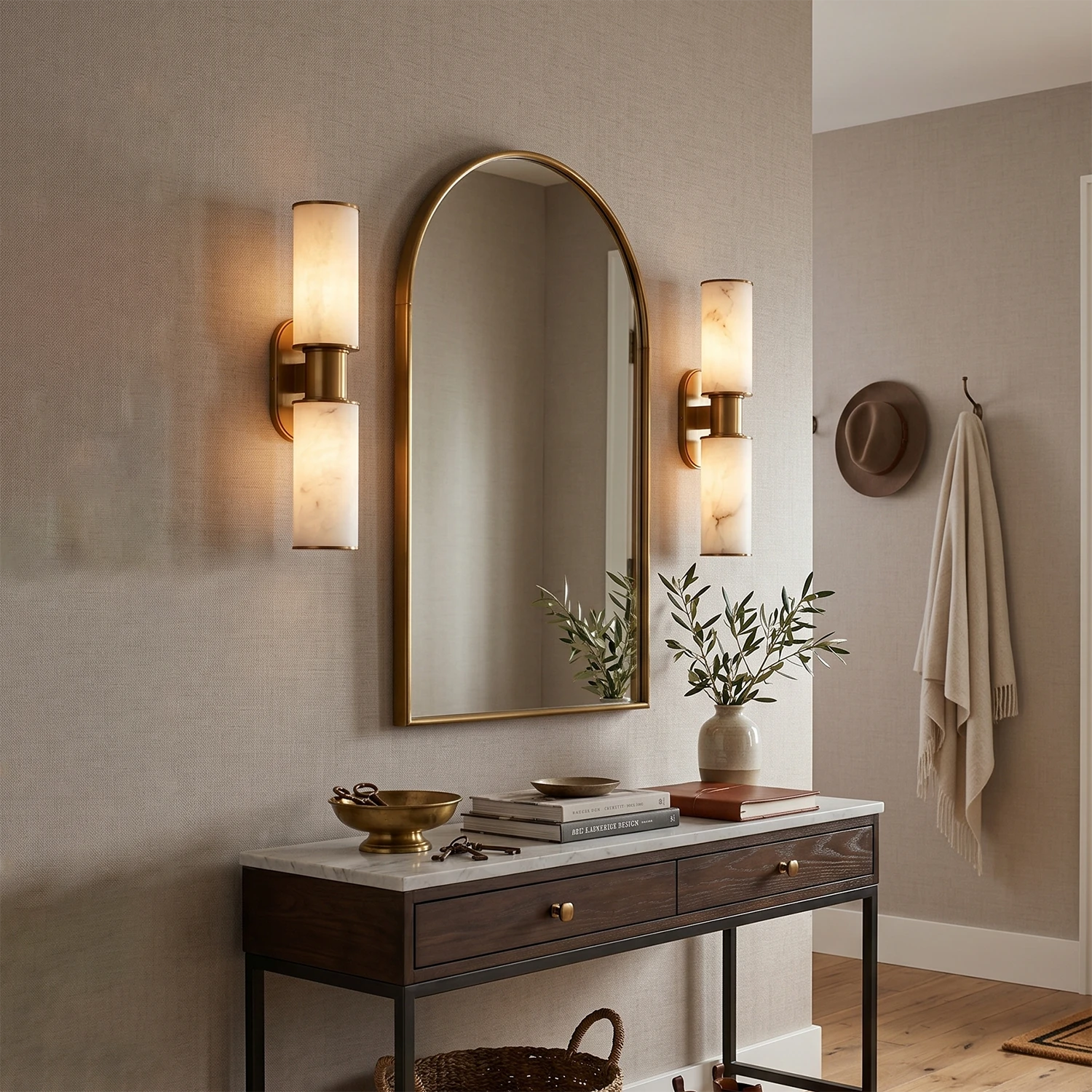 Alabaster Dualis Cylindrical Wall Sconce