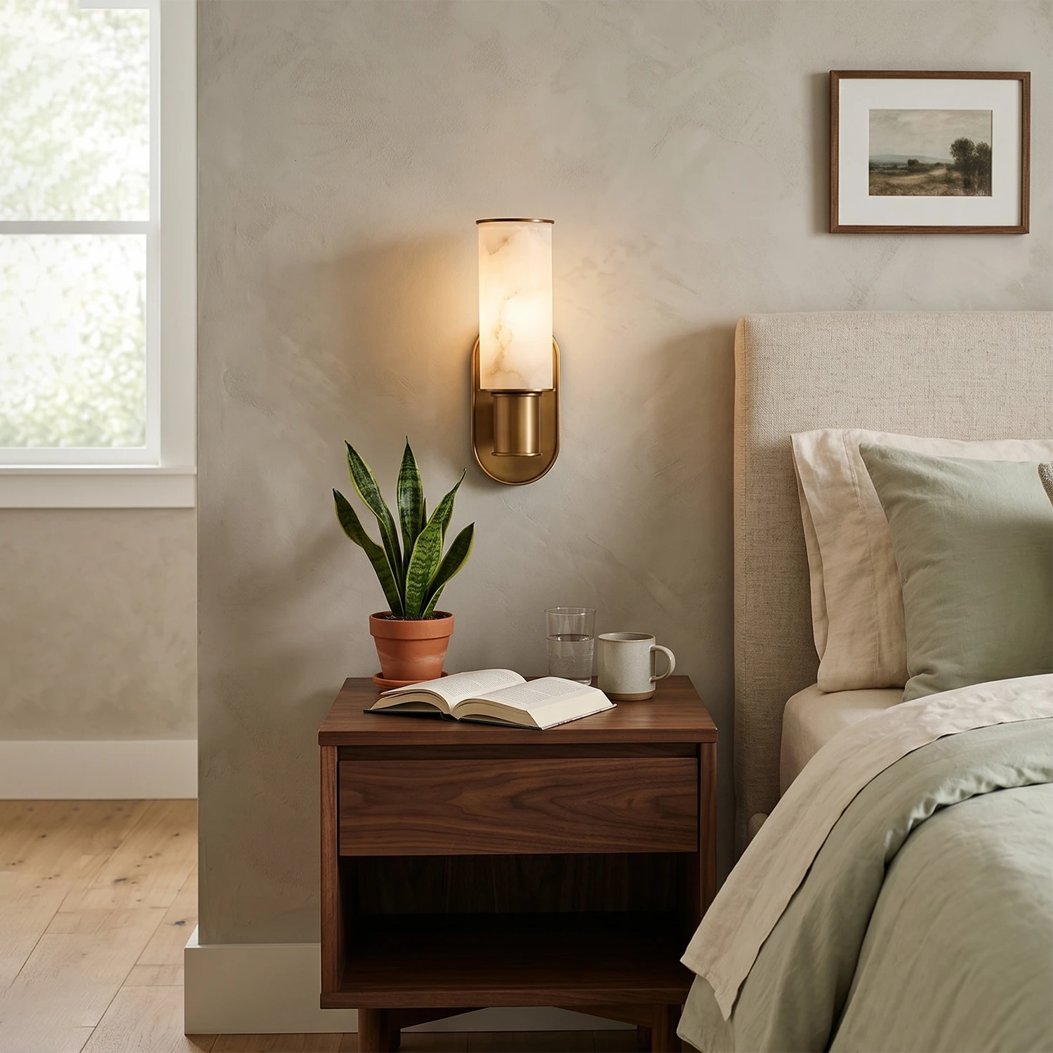 Alabaster Dualis Cylindrical Wall Sconce