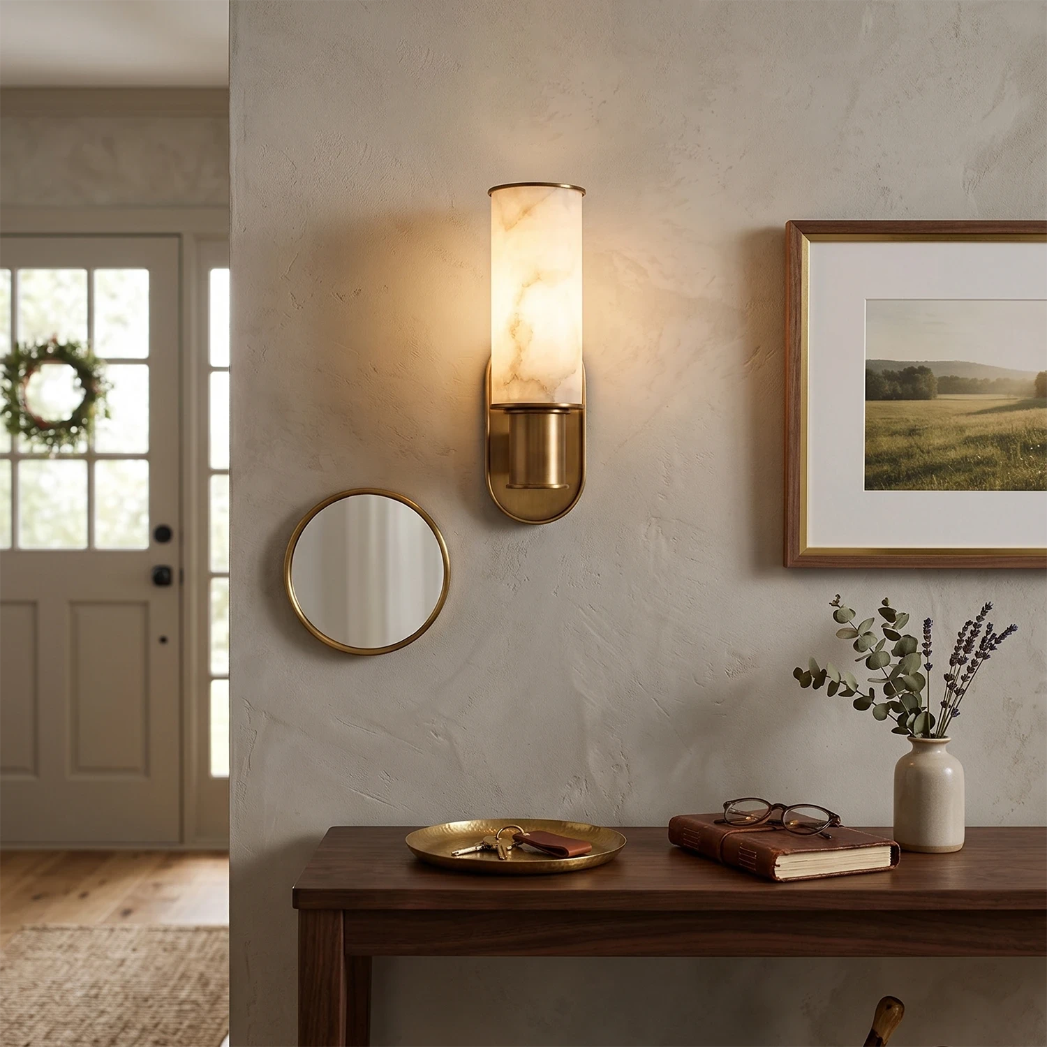 Alabaster Dualis Cylindrical Wall Sconce