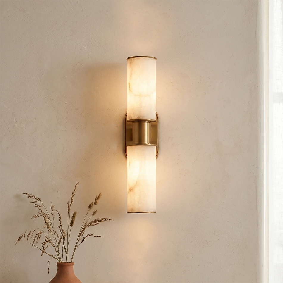 Alabaster Dualis Cylindrical Wall Sconce