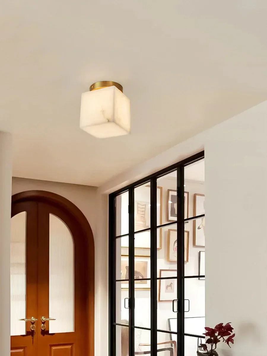 Alabaster Melange Brass Ceiling Light
