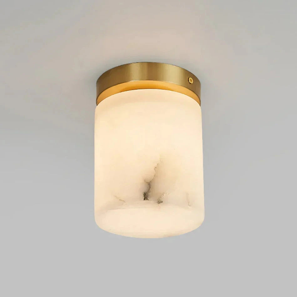 Cylindrical Alabaster Flush Mount Ceiling Light Studio Display