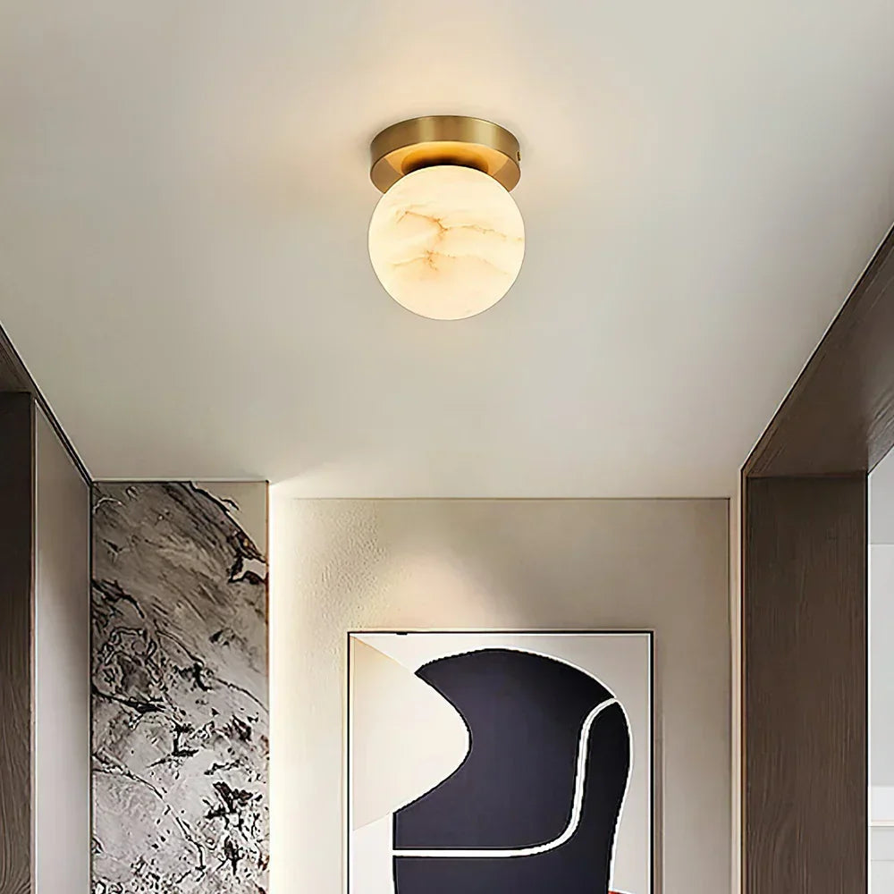 Alabaster Melange Brass Ceiling Light