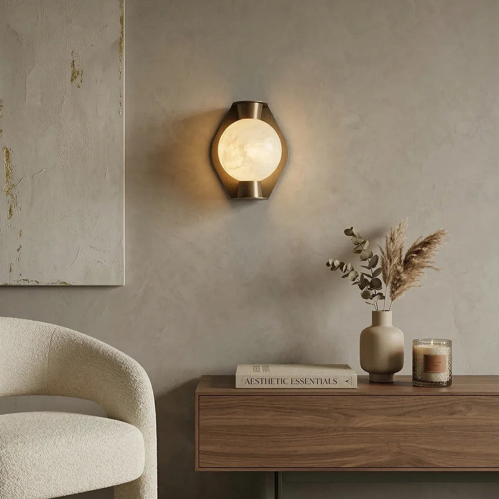 Alabaster Spherical Wall Lamp