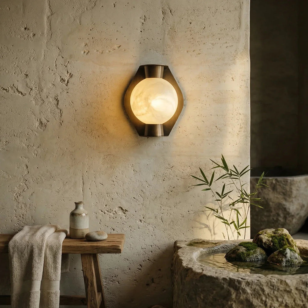 Alabaster Spherical Wall Lamp